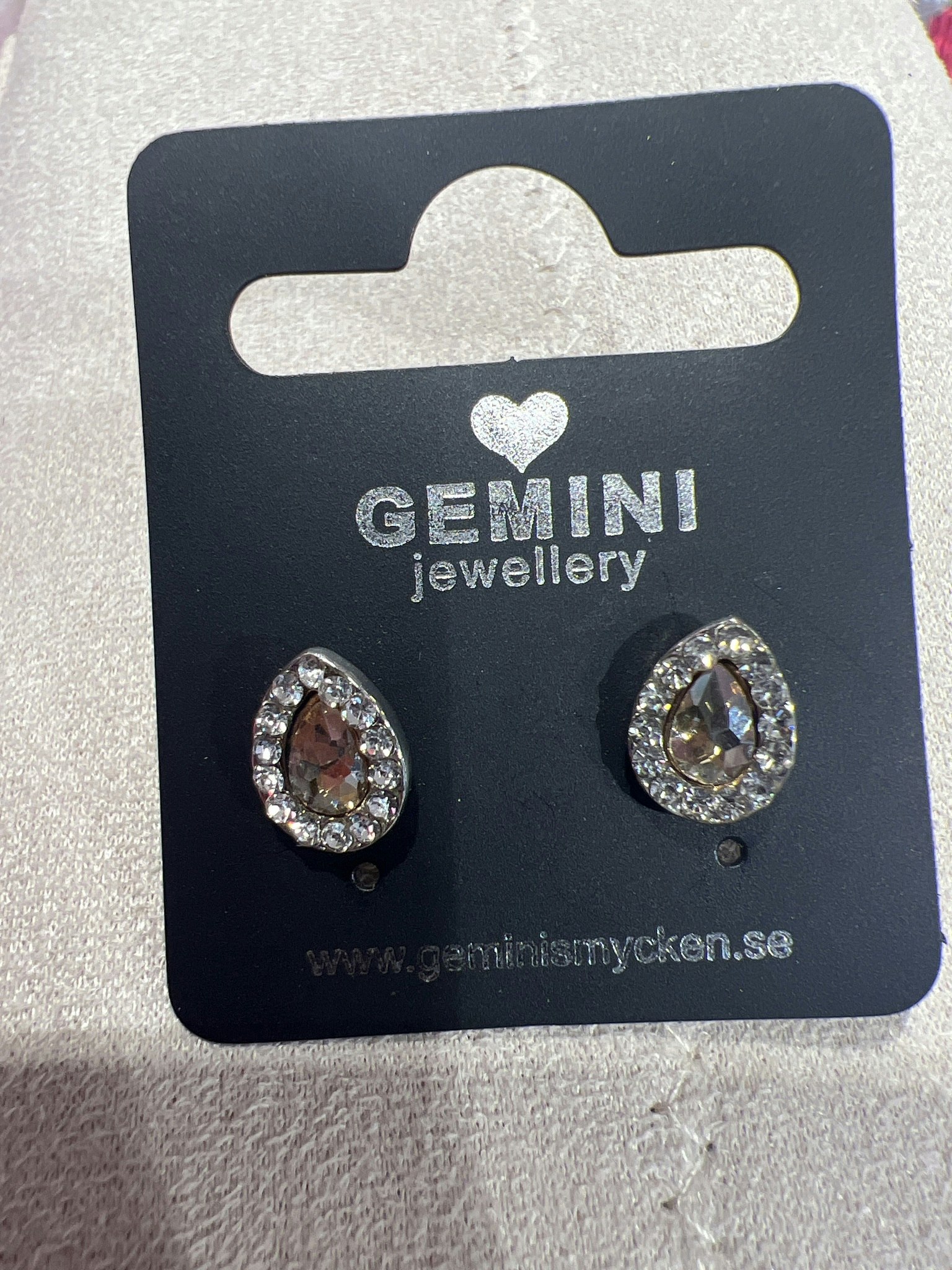 Örhängen Gemini Droppe diamant Gul