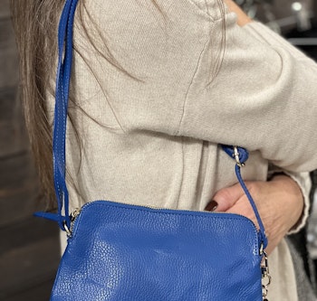 Kobolt  blå axel väska äkta skinn Ilisa