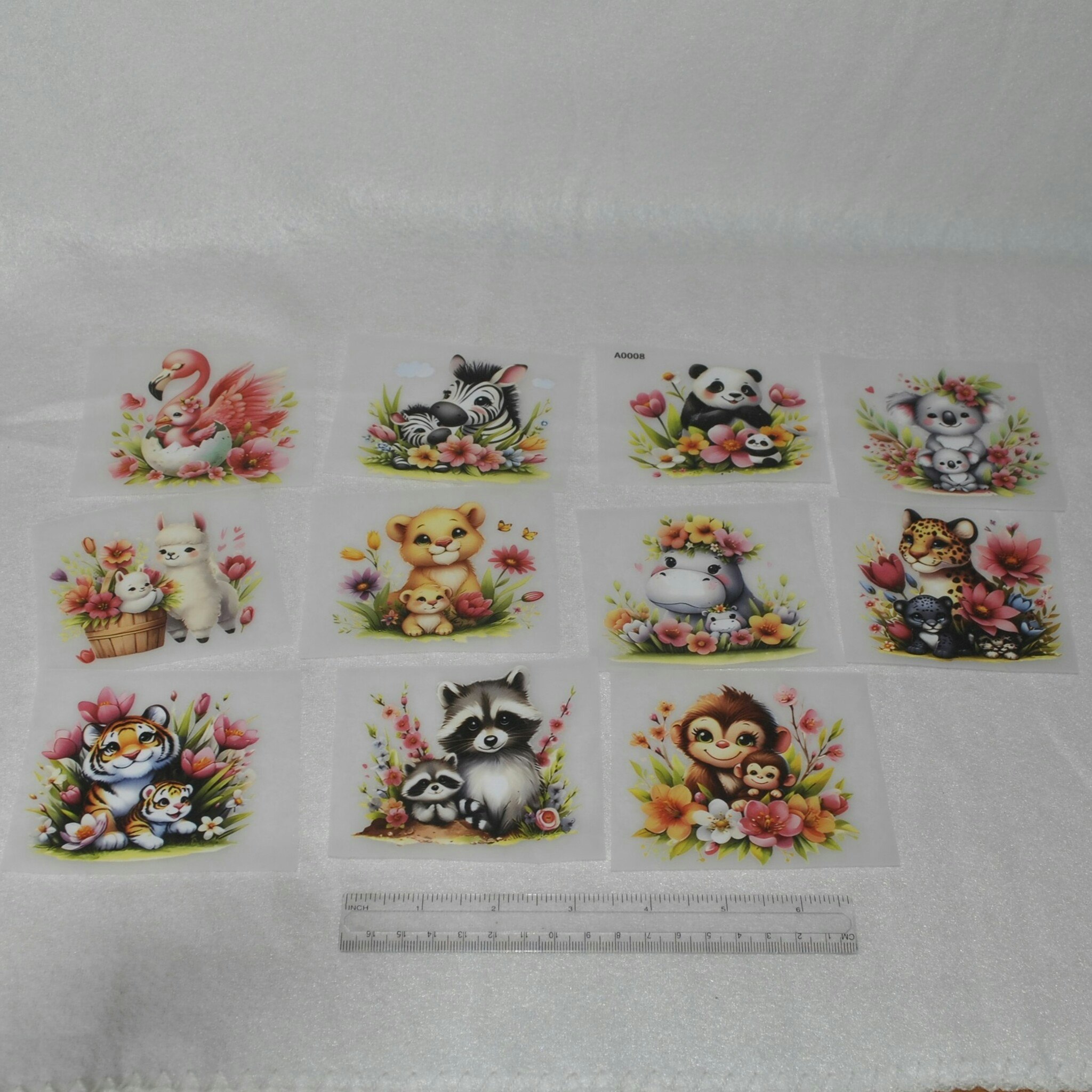Vinyltryck vilda djur ca 8 x 8 cm