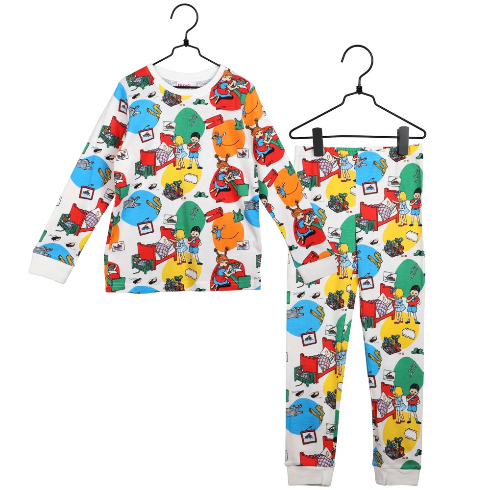 Härlig, färgglad pyjamas med motiv med Pippi Långstrump i 100% ekologisk bomull