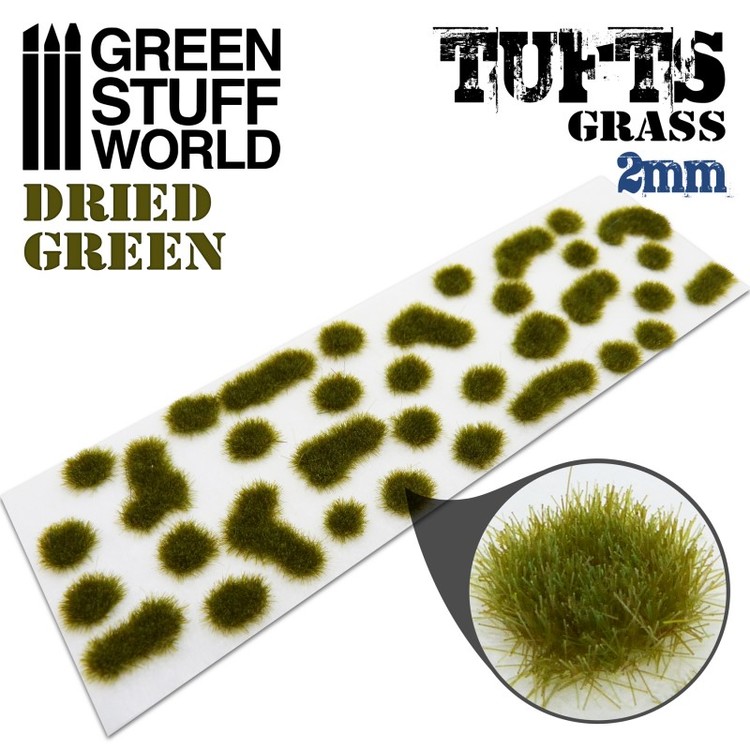 Grass TUFTS - 2mm self-adhesive - DRY GREEN