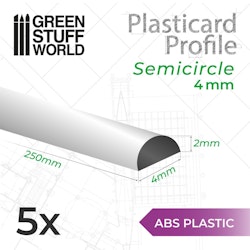 ABS Plasticard - Profile SEMICIRCLE 4mm