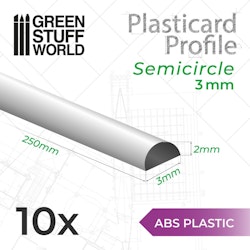 ABS Plasticard - Profile SEMICIRCLE 3 mm