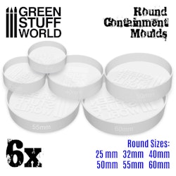 6x Translucent white Containment Moulds for Bases - Round