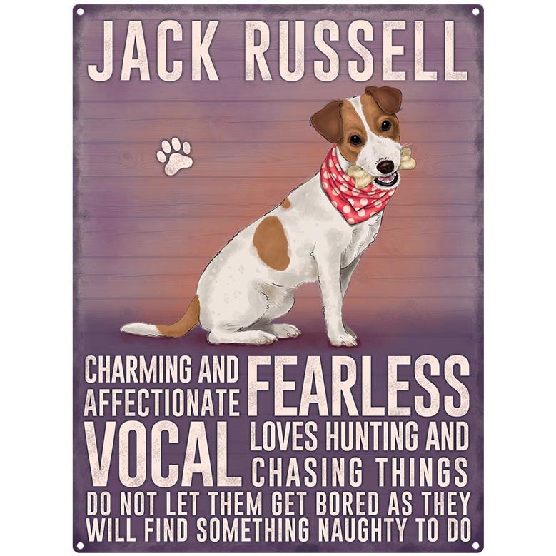 Skylt, metall – Jack russell terrier
