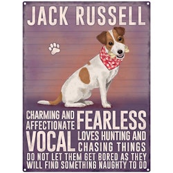 Skylt, metall – Jack russell terrier