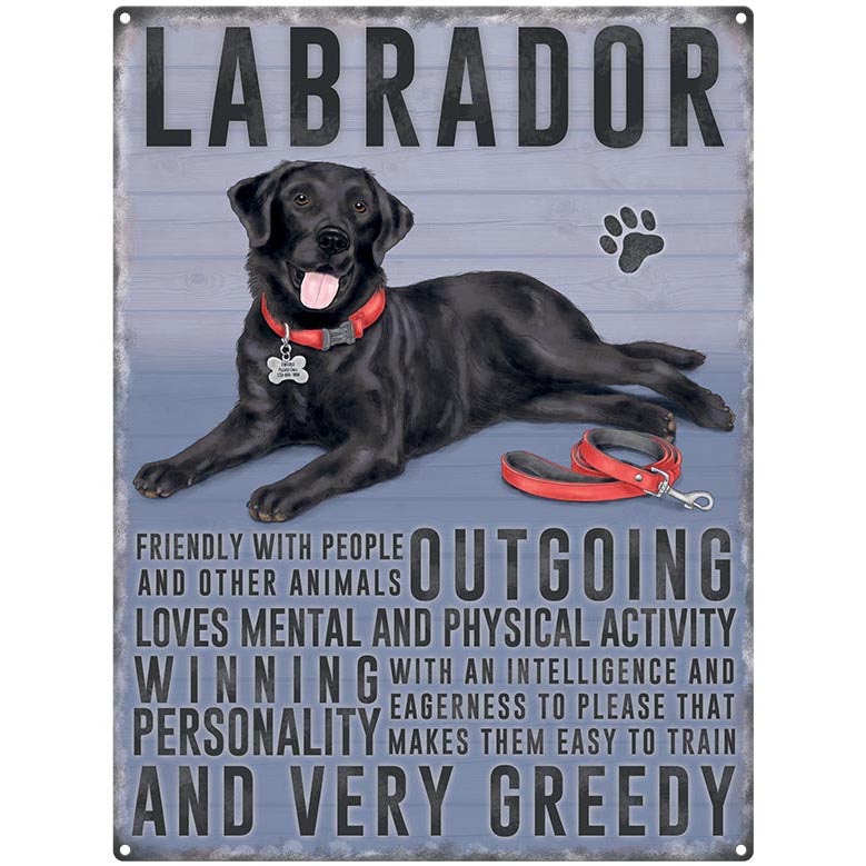 Skylt, metall – Labrador retriever, svart