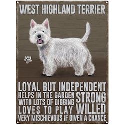 Skylt, metall – West highland white terrier