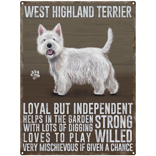 Skylt, metall – West highland white terrier