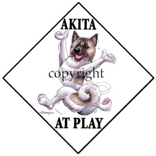 Skylt "At play" – Akita