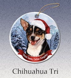 Julprydnad, Dear Santa Define Naughty – Chihuahua, korthårig trefärgad
