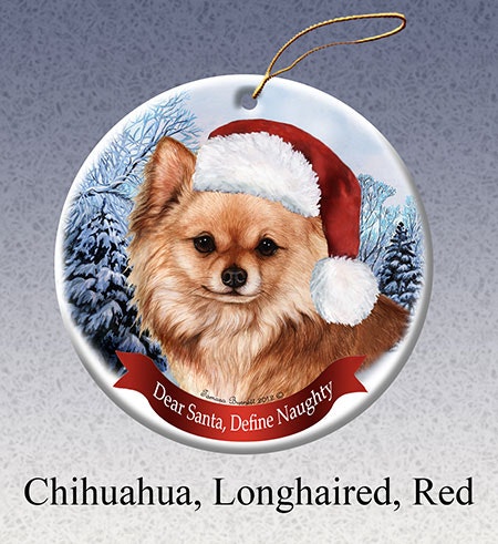 Julprydnad, Dear Santa Define Naughty – Chihuahua, långhårig brun