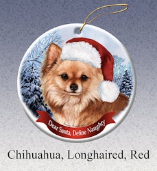 Julprydnad, Dear Santa Define Naughty – Chihuahua, långhårig brun