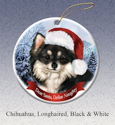 Julprydnad, Dear Santa Define Naughty – Chihuahua, långhårig svart