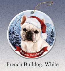 Julprydnad, Dear Santa Define Naughty – Fransk bulldogg, vit