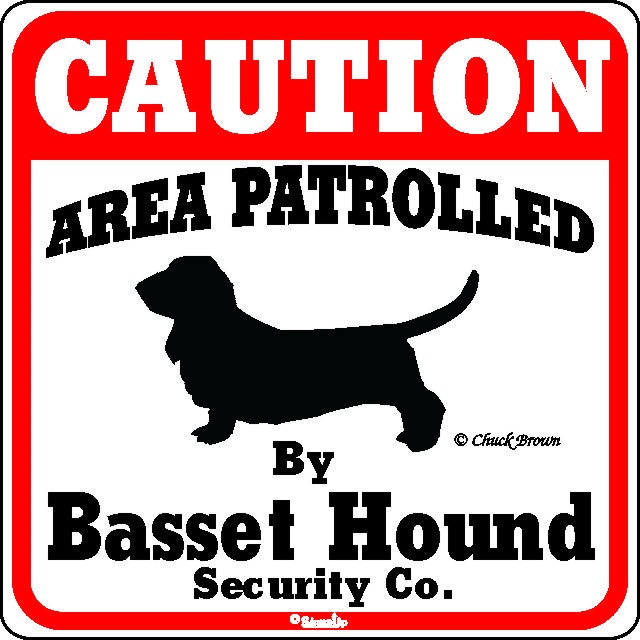 Skylt, Caution – Basset hound
