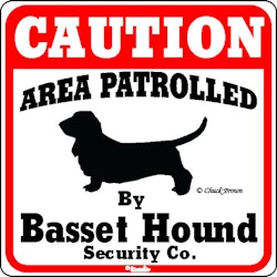 Skylt, Caution – Basset hound