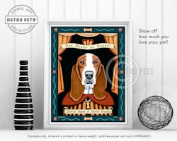 Konsttryck Krista Brooks, Patron Saint Of Speed Bumps – Basset hound