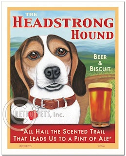 Konsttryck Krista Brooks, The Headstrong Hound – Beagle, vit/brun/svart landskap