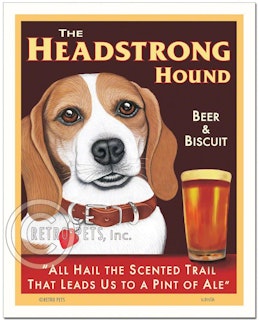 Konsttryck Krista Brooks, The Headstrong Hound – Beagle, vit/brun enfärgad