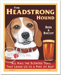 Konsttryck Krista Brooks, The Headstrong Hound – Beagle, vit/brun enfärgad