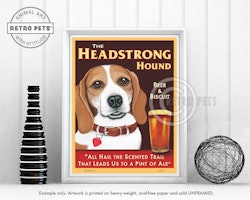 Konsttryck Krista Brooks, The Headstrong Hound – Beagle, vit/brun enfärgad