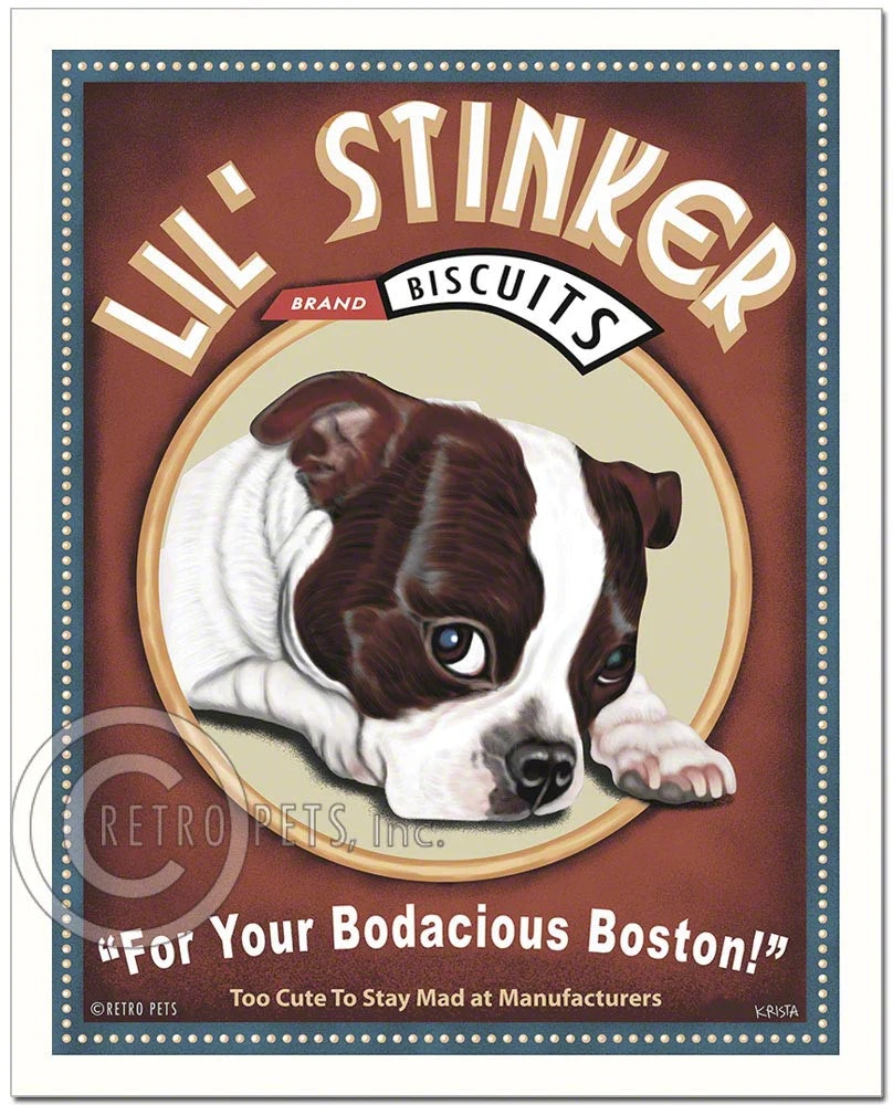 Konsttryck Krista Brooks, Lil' Stinker – Bostonterrier, brun