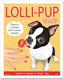 Konsttryck Krista Brooks, Lolli-pup – Bostonterrier, svart