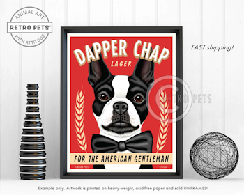 Konsttryck Krista Brooks, Dapper Chap Lager – Bostonterrier