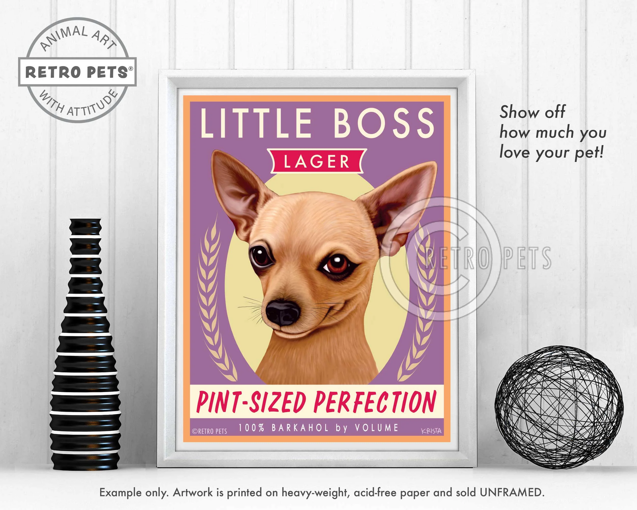 Konsttryck Krista Brooks, Little Boss Lager – Chihuahua