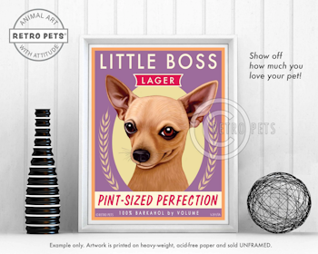 Konsttryck Krista Brooks, Little Boss Lager – Chihuahua