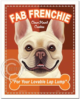 Konsttryck Krista Brooks, Fab Frenchie Clown Hound Cookies – Fransk bulldogg