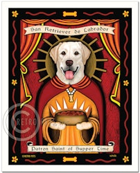 Konsttryck Krista Brooks, Patron Saint Of Supper Time – Labrador retriever, gul