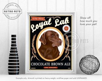 Konsttryck Krista Brooks, Chocolate Brown Ale – Labrador retriever, choklad