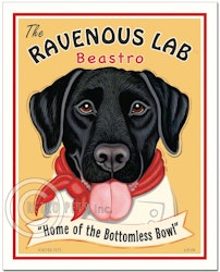 Konsttryck Krista Brooks, Ravenous Lab – Labrador retriever, svart
