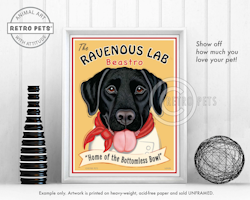 Konsttryck Krista Brooks, Ravenous Lab – Labrador retriever, svart