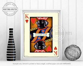 Konsttryck Krista Brooks, King Of Hearts – Labrador retriever, svart