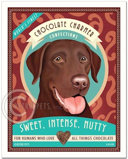 Konsttryck Krista Brooks, Chocolate Charmer – Labrador retriever, choklad