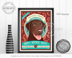 Konsttryck Krista Brooks, Chocolate Charmer – Labrador retriever, choklad