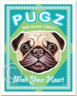 Konsttryck Krista Brooks, Pugz Candy – Mops