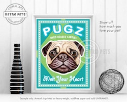 Konsttryck Krista Brooks, Pugz Candy – Mops