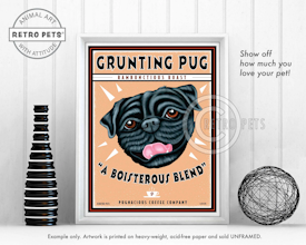 Konsttryck Krista Brooks, Grunting Pug – Mops