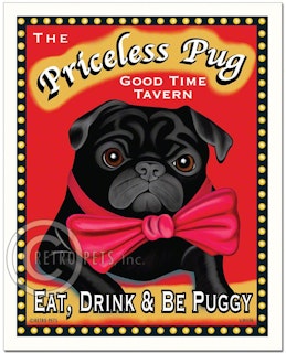 Konsttryck Krista Brooks, The Priceless Pug – Mops