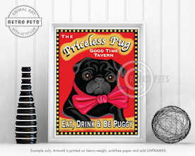 Konsttryck Krista Brooks, The Priceless Pug – Mops