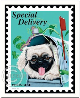 Konsttryck Krista Brooks, Special Delivery Pekingese – Pekingese