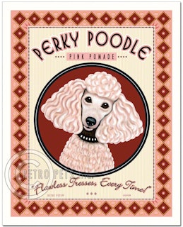 Konsttryck Krista Brooks, Perky Poodle Pommade – Pudel