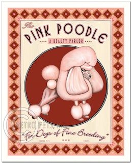 Konsttryck Krista Brooks, Pink Poodle Beauty Parlor – Pudel