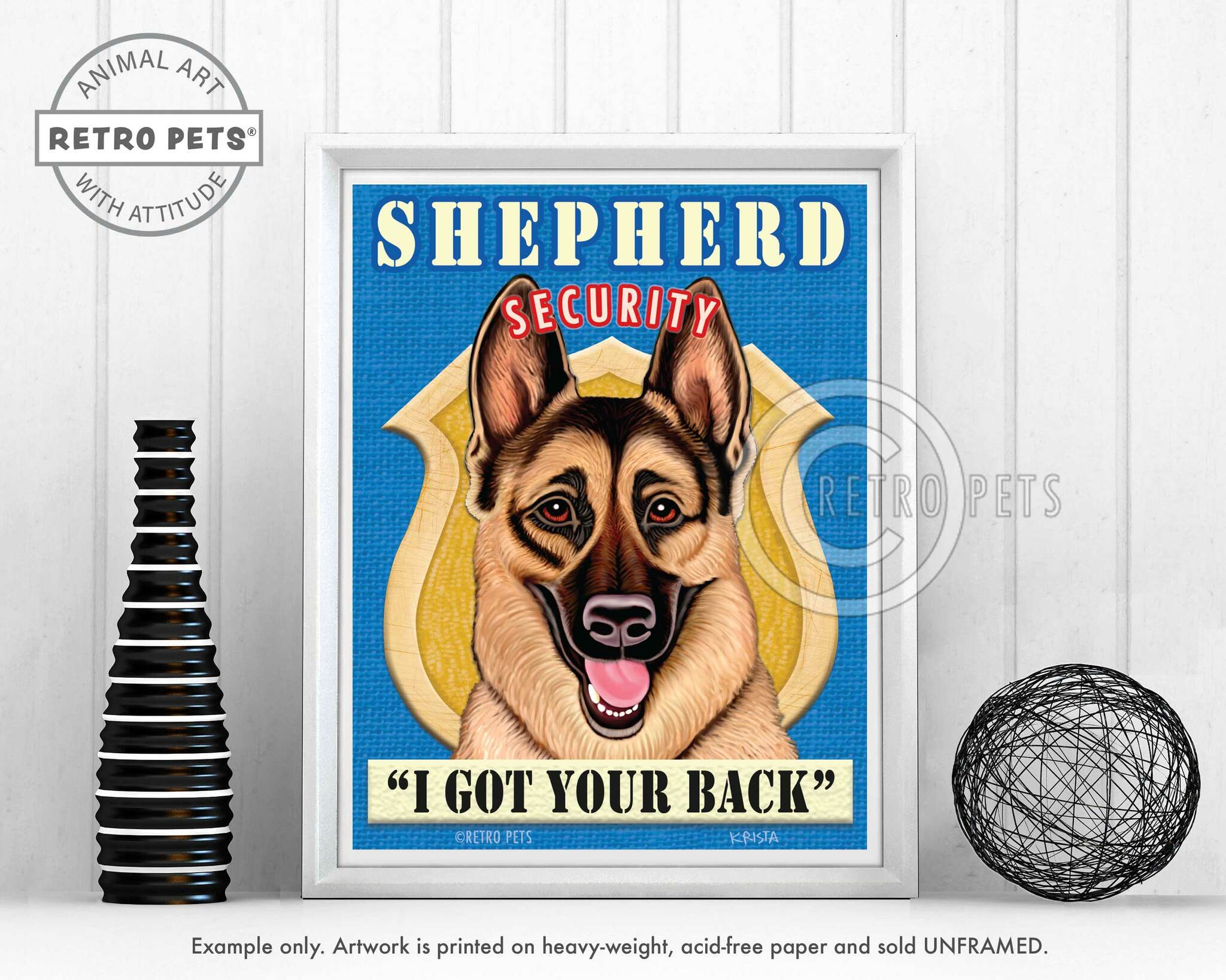 Konsttryck Krista Brooks, Shepherd Security – Schäfer