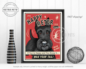 Konsttryck Krista Brooks, Happy Meter – Skotsk terrier