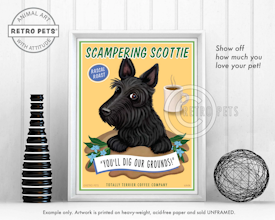 Konsttryck Krista Brooks, Scampering Scottie – Skotsk terrier